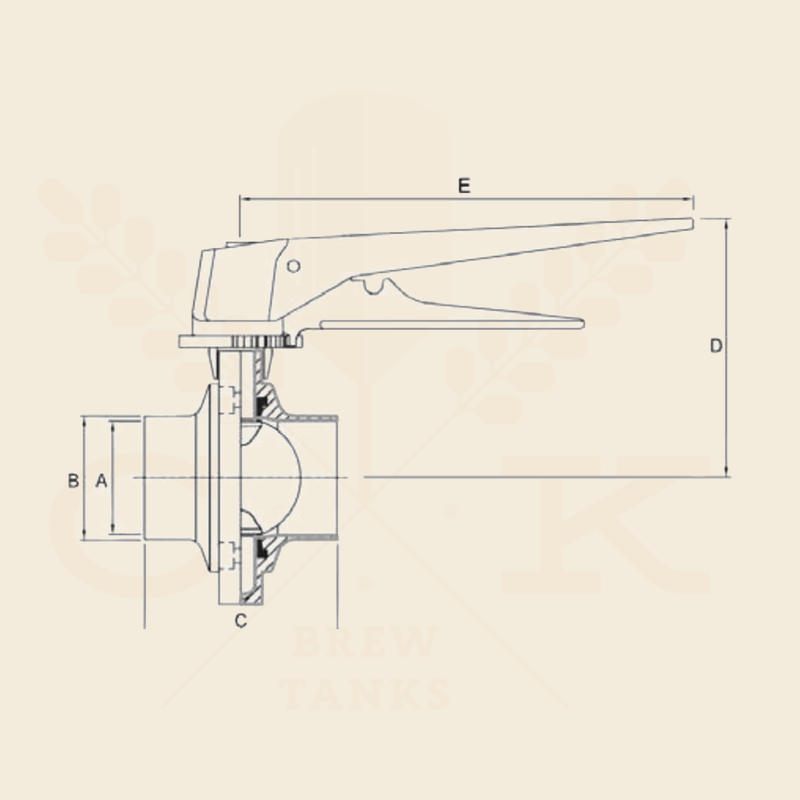 1.5 in. | Manual Tri Clamp Butterfly Valve | Plastic Multi-position Trigger Handle, EPDM, 304